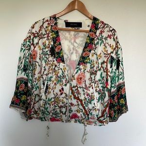 Zara Floral Zip Blouse Jacket Size S